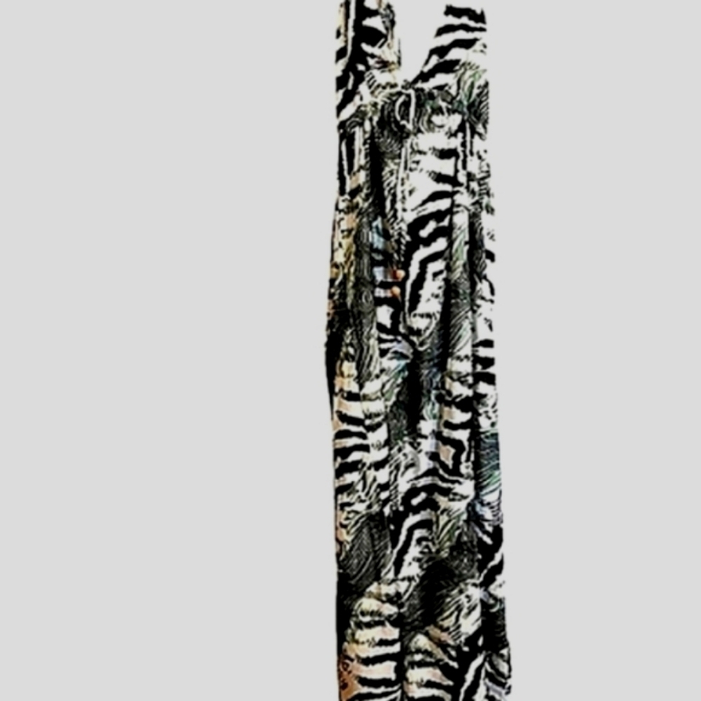 Blue Island 100% Cotton Tropical Print Boho Halter Maxi Dress with‎ Elastic Back